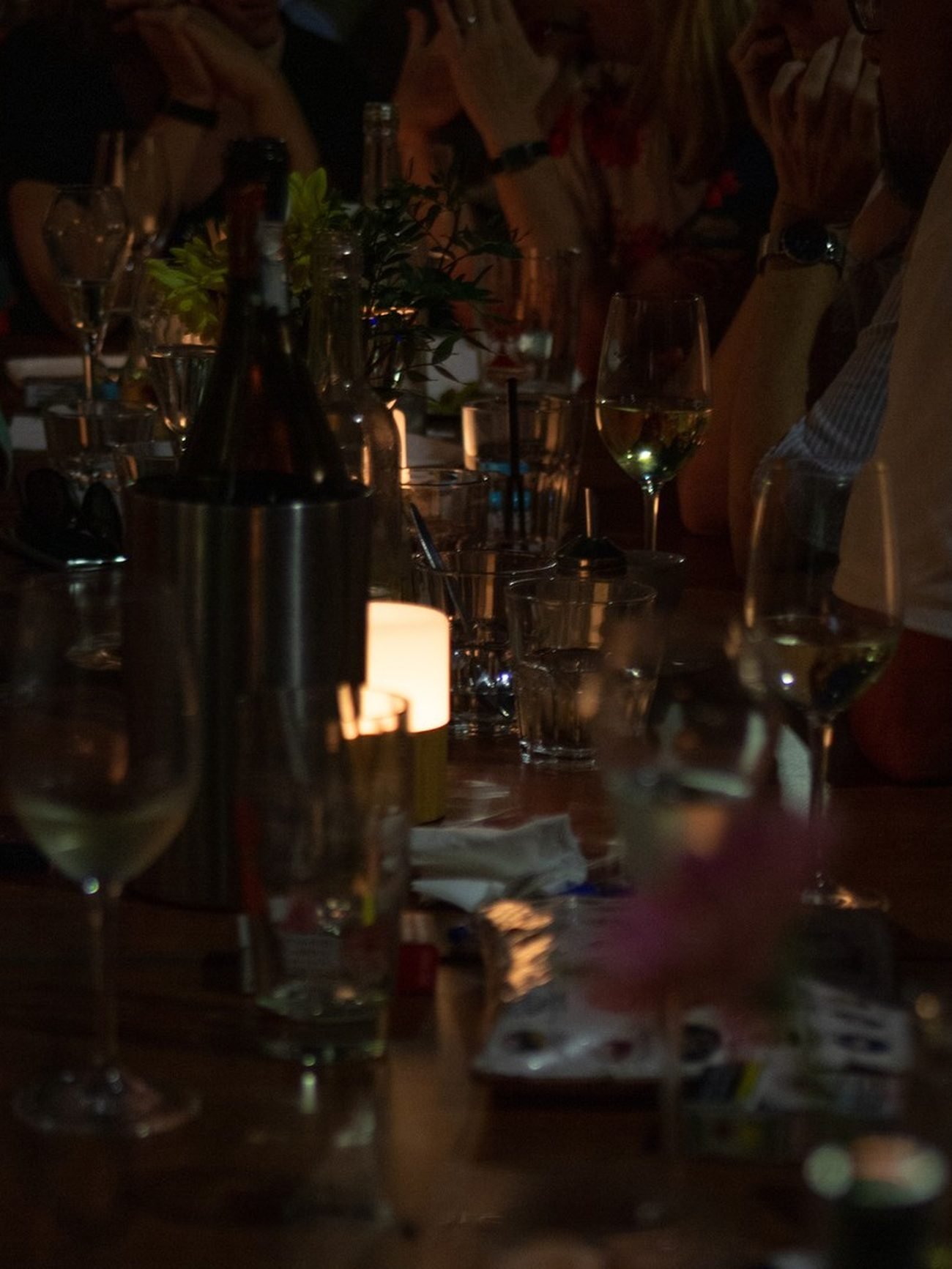 The Gastgarten in the evening with candles